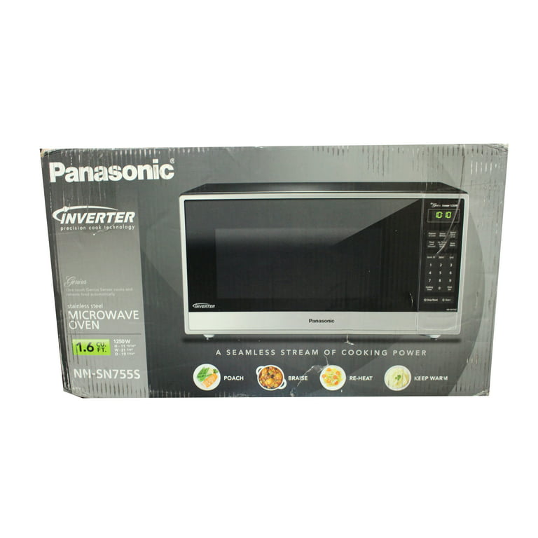 Panasonic 1.6CuFt Countertop Microwave Genius Inverter Tech,NN-SN755S Free Cover
